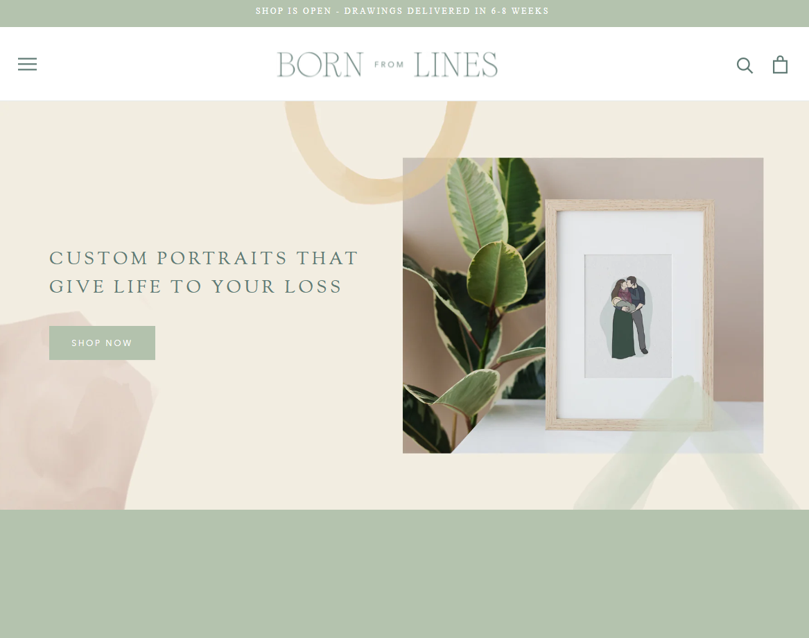 A snap shot of Born From Lines website